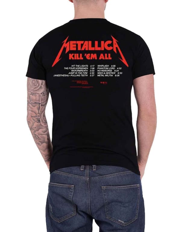 Metallica T Shirt Kill Em All Tracks Band Logo Official Mens Black