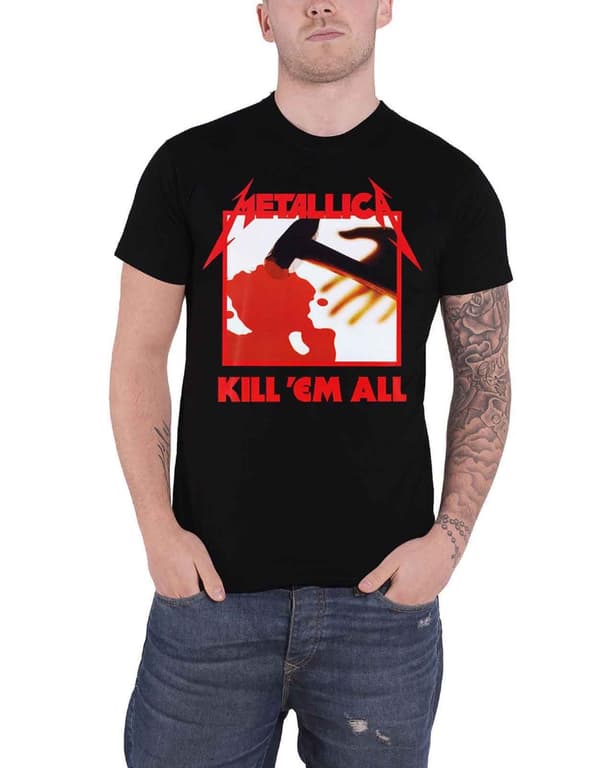Metallica T Shirt Kill Em All Tracks Band Logo Official Mens Black