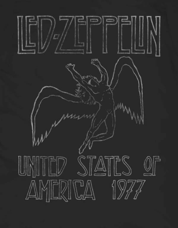 Led Zeppelin T Shirt USA 77 Band Logo Official Mens Black