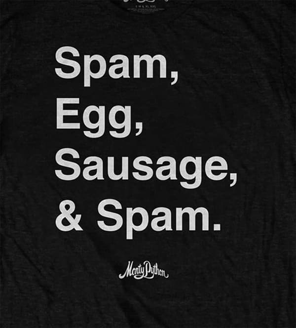 Monty Python T Shirt Egg Sausage Logo Official Mens Black