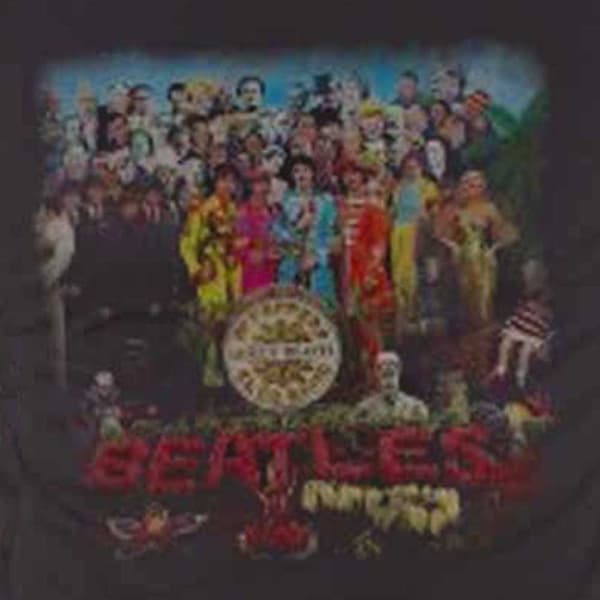 The Beatles T Shirt Classic Sgt Pepper Drum Band Logo Official Mens Black