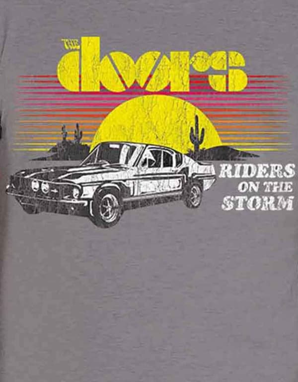 The Doors T Shirt Riders On The Storm Band Logo Official Mens Grey