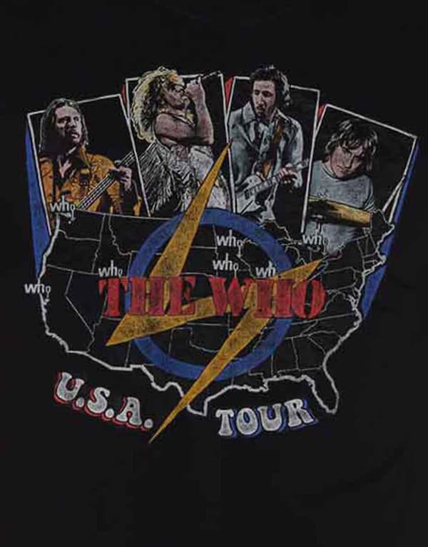 The Who T Shirt USA Tour Vintage Band Logo Official Mens Black