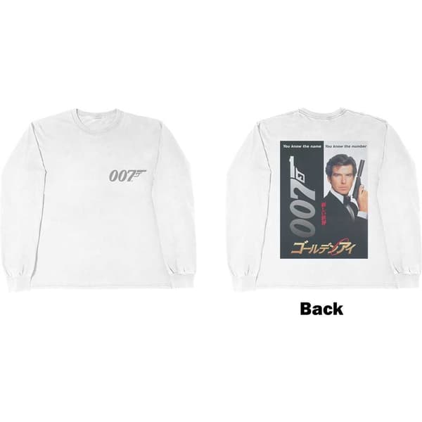 James Bond 007 Unisex Long Sleeved T-Shirt: Goldeneye Japanese Poster (Back Print) (XX-Large)