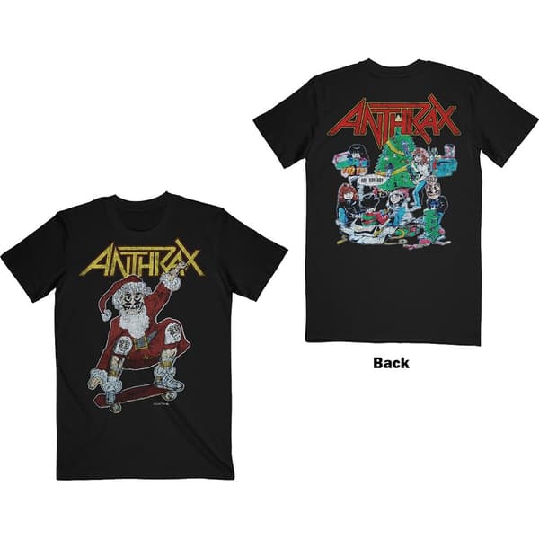 Anthrax Unisex T-Shirt: Vintage Christmas (Back Print) (Small)