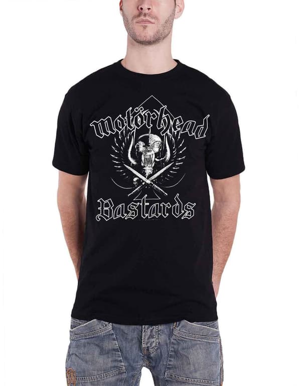 Motorhead T Shirt Bastards Distressed Crest band Logo Official Mens Black