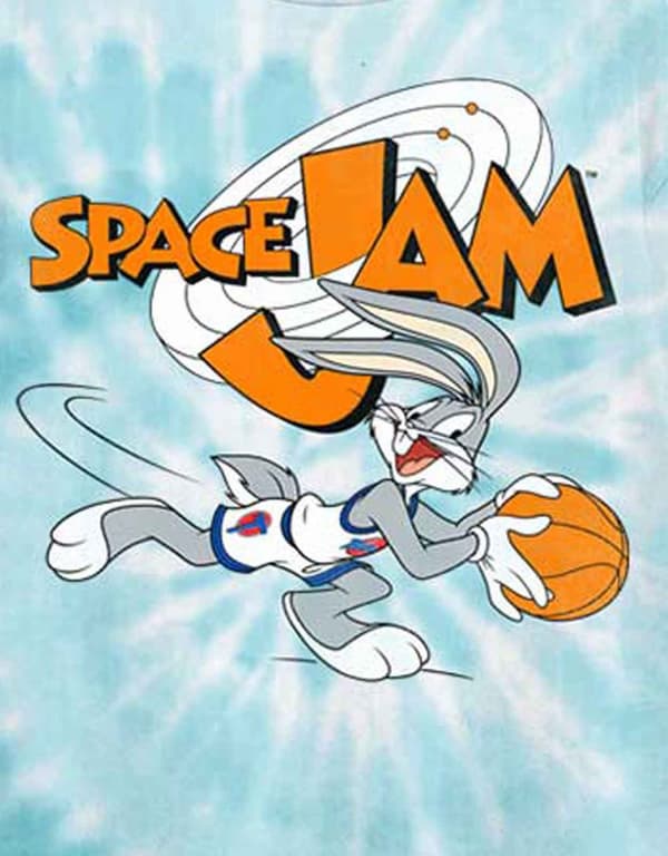 Space Jam T Shirt Retro Bugs Official Unisex Turquoise Blue Dip Dye