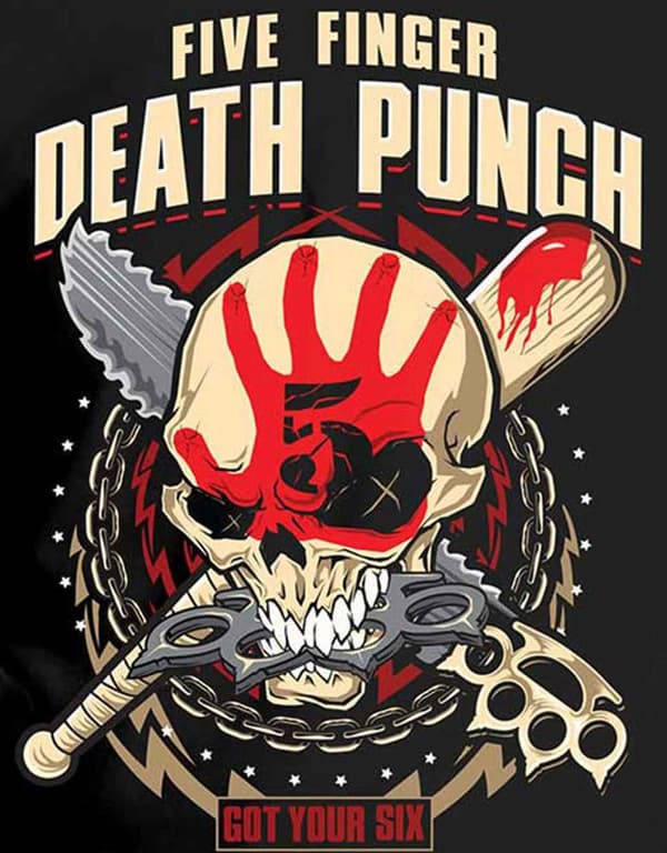 Five Finger Death Punch T Shirt Zombie Kill Band Logo Official Mens Black