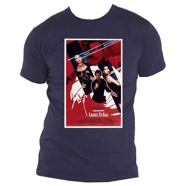 James Bond 007 T Shirt Licence To Kill Poster Official Mens Navy Blue