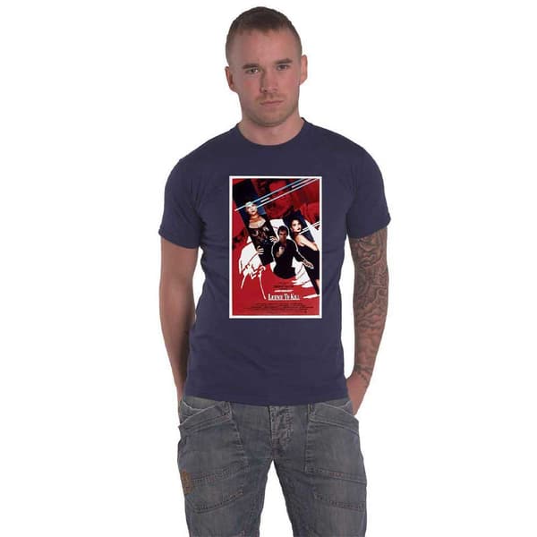 James Bond 007 T Shirt Licence To Kill Poster Official Mens Navy Blue