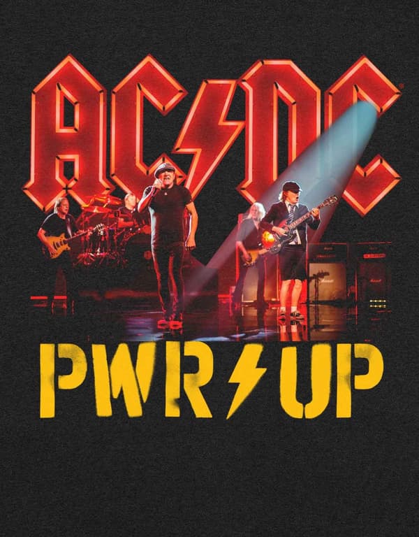 AC/DC T Shirt PWR UP Power Up Neon Live Band Logo Official Unisex Black
