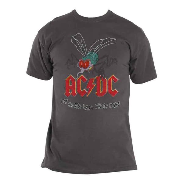 AC/DC T Shirt Fly On The Wall Tour 1985 Official Unisex Charcoal Grey