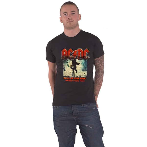 AC/DC T Shirt Blow Up Your Video World Tour 88 Band Logo Official Unisex Black