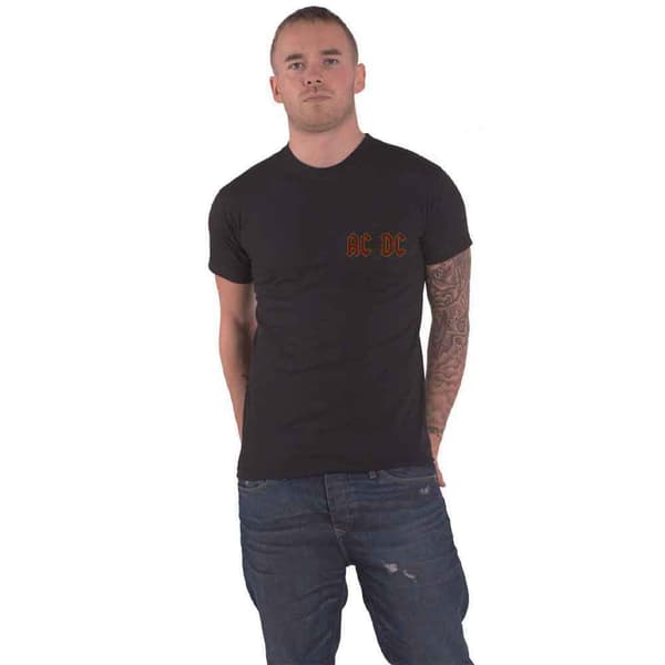 AC/DC T Shirt Hard As Rock Distressed Band Logo Back Print Official Unisex Black