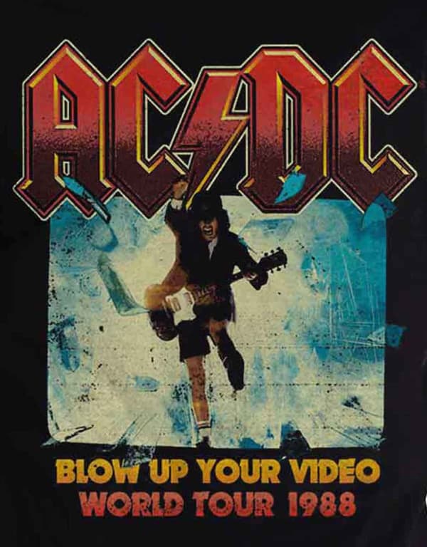 AC/DC T Shirt Blow Up Your Video World Tour 88 Band Logo Official Unisex Black