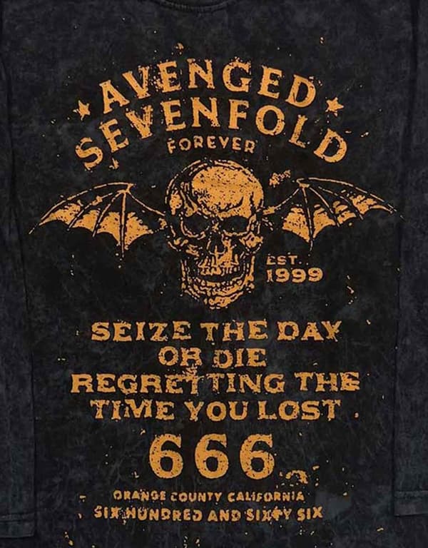 Avenged Sevenfold T Shirt Sieze The Day Logo Official Dip Dye Black Long Sleeve