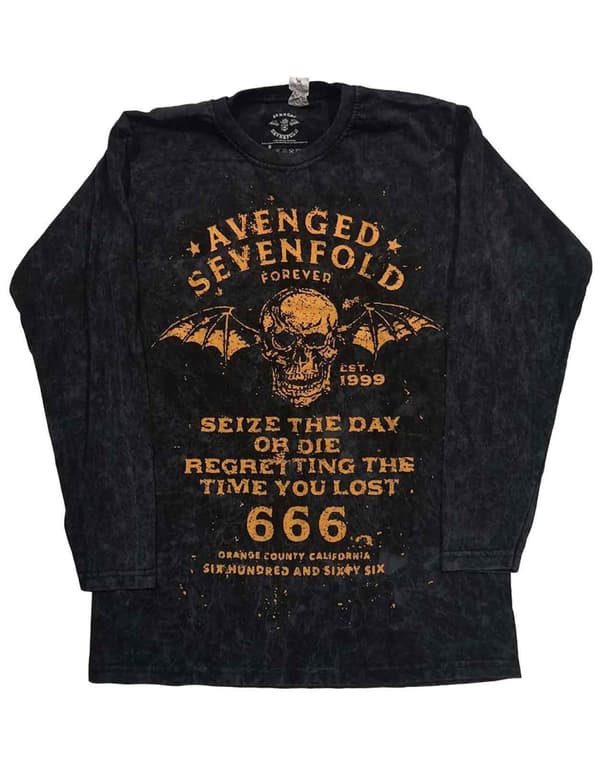 Avenged Sevenfold T Shirt Sieze The Day Logo Official Dip Dye Black Long Sleeve