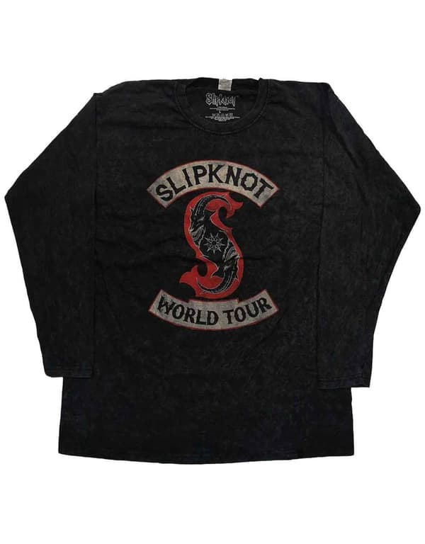 Slipknot T Shirt Patched Up Band Logo Official Dip Dye Black Long Sleeve Black L