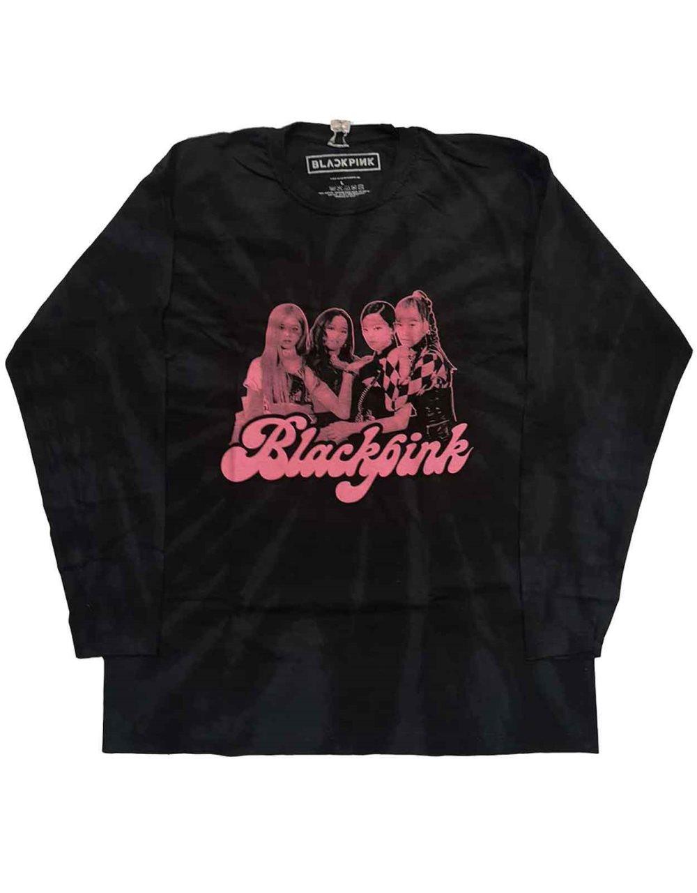 BlackPink T Shirt Photo Logo Official Dip Dye Black Long Sleeve Unisex