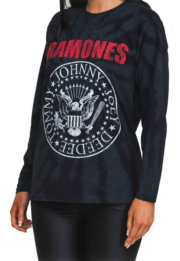 Ramones T Shirt Presidential Seal Band logo Official Dip Dye Black Long Sleeve