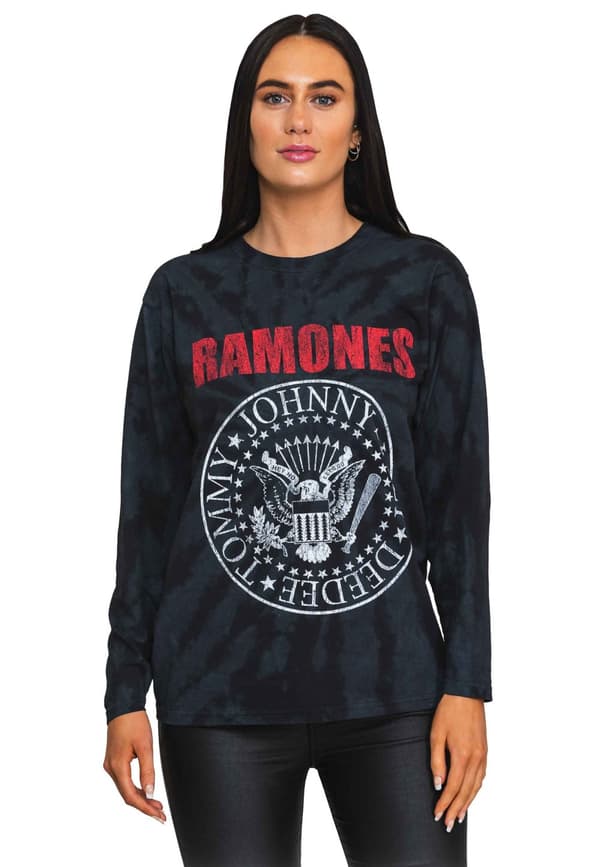 Ramones T Shirt Presidential Seal Band logo Official Dip Dye Black Long Sleeve Black XL