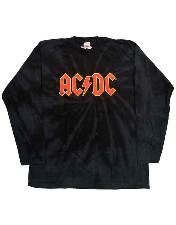 AC/DC T Shirt Band Logo Official Dip Dye Black Long Sleeve Unisex