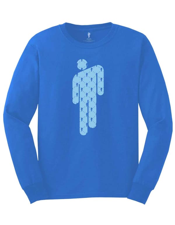 Billie Eilish T Shirt Manonman Logo Official Mid Blue Long Sleeve Unisex