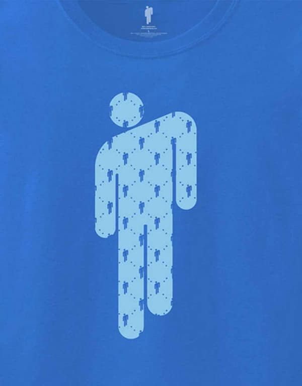 Billie Eilish T Shirt Manonman Logo Official Mid Blue Long Sleeve Unisex