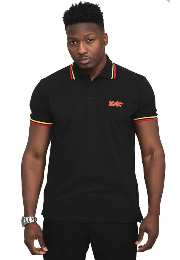 AC/DC Polo Shirt Classic Band Logo Official Mens Black