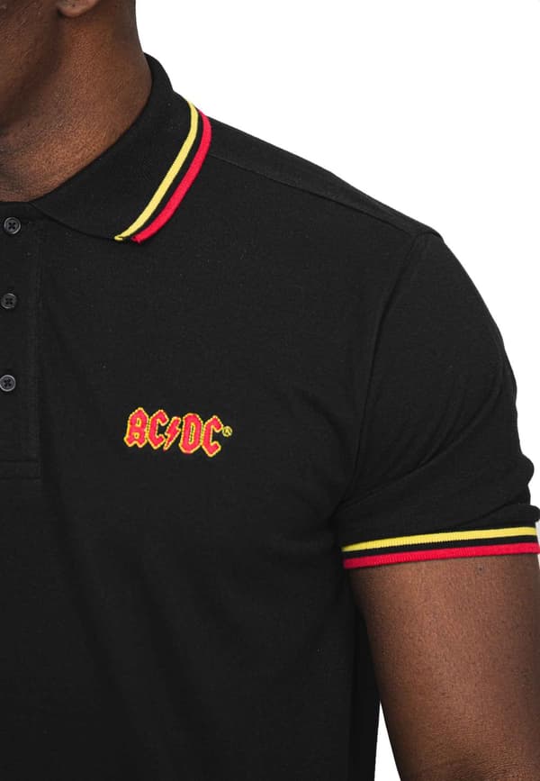 AC/DC Polo Shirt Classic Band Logo Official Mens Black
