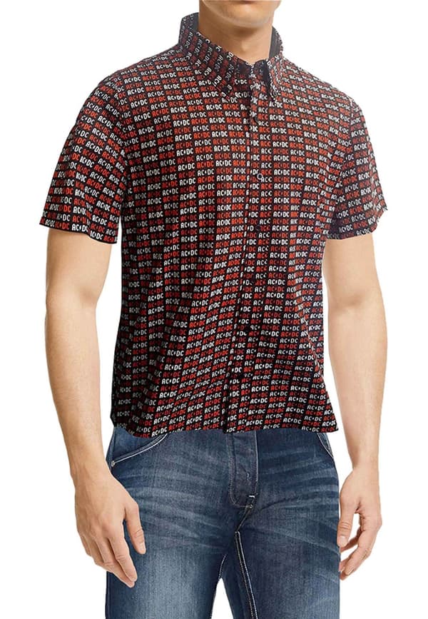 AC/DC Casual Shirt Classic Band Logo All over Print Official Mens