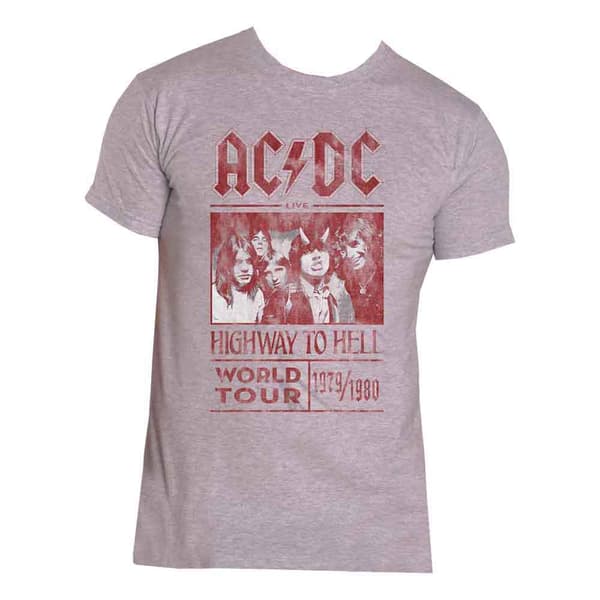 AC/DC T Shirt Highway To Hell World Tour 1979/1980 Official Unisex Grey