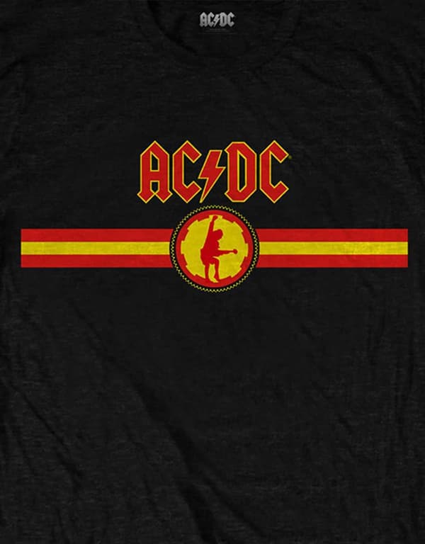 AC/DC T Shirt Band Logo and Stripe Angus Official Unisex Black