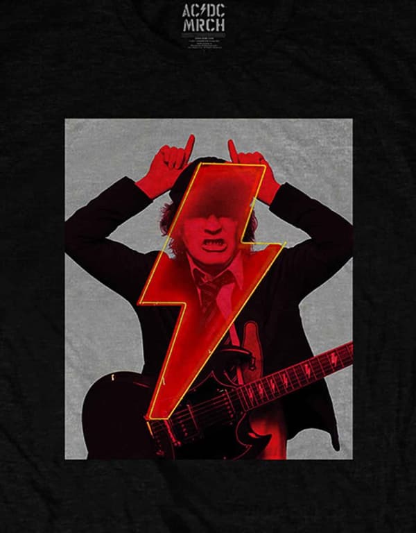 AC/DC T Shirt PWR UP Angus Finger Horns Band Logo Official Unisex Black