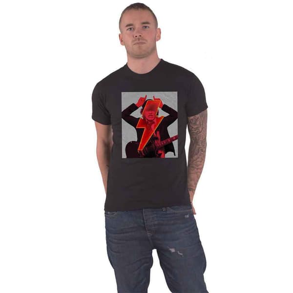AC/DC T Shirt PWR UP Angus Finger Horns Band Logo Official Unisex Black