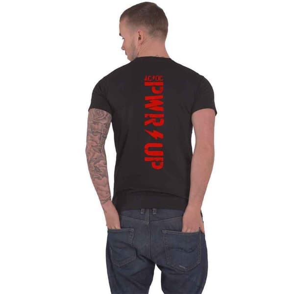 AC/DC T Shirt PWR UP Angus Finger Horns Band Logo Official Unisex Black