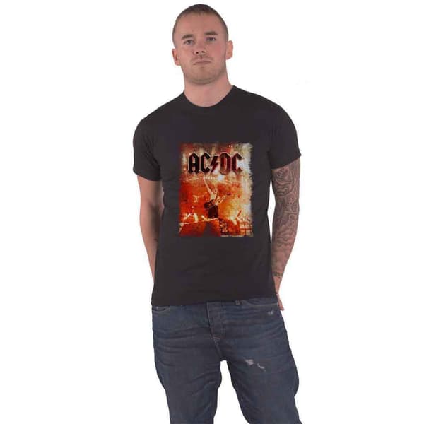 AC/DC T Shirt Live Canons Band Logo Official Unisex Black Black S