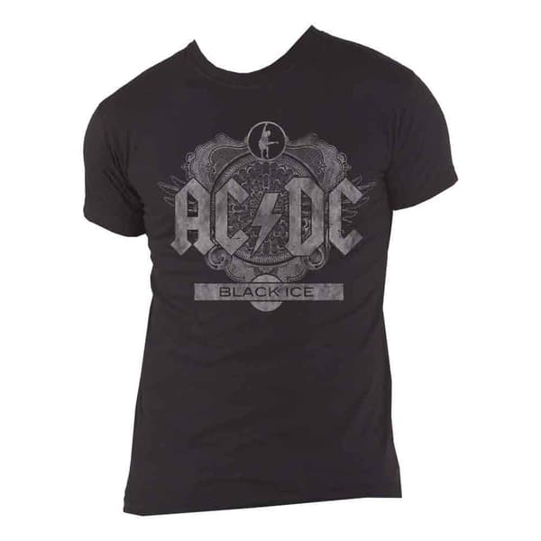 AC/DC T Shirt Black Ice Contrast Album Cover Band Logo Official Unisex Black