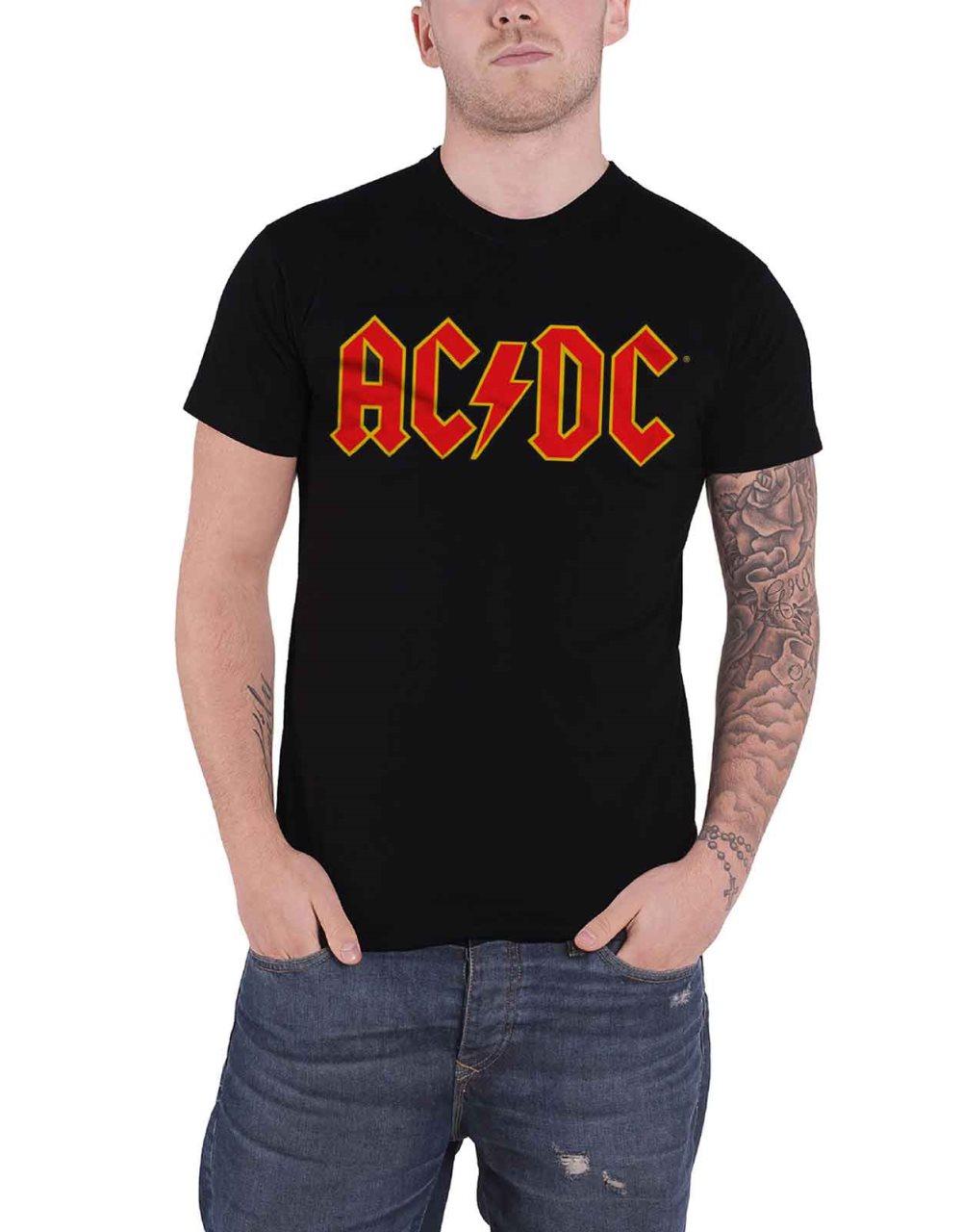 AC/DC T Shirt classic red band Logo Highway to Hell Official Mens Black