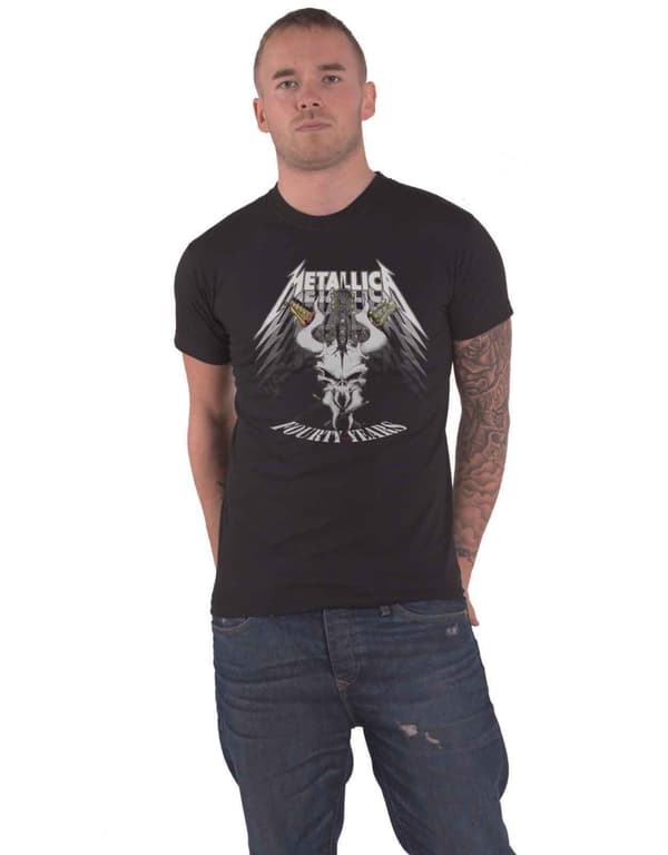 Metallica T Shirt 40th Anniversary Forty Years Band Logo Official Mens Black Black M