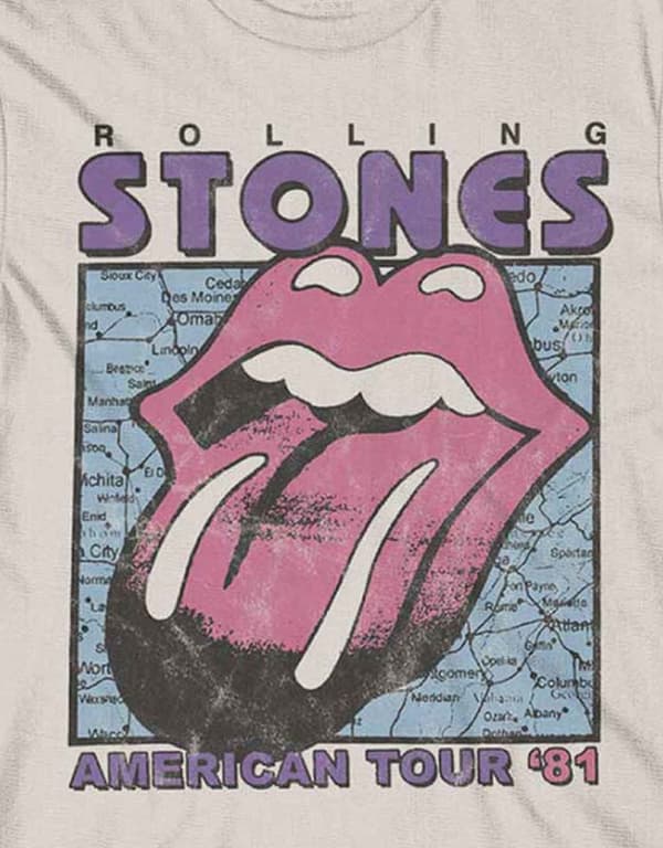 The Rolling Stones T Shirt American Tour Map Band Logo Official Mens Natural