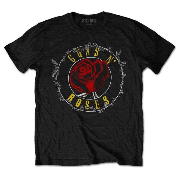 Guns N' Roses T Shirt Rose Circle Band Logo Paradise City Official Unisex Black Black XXL
