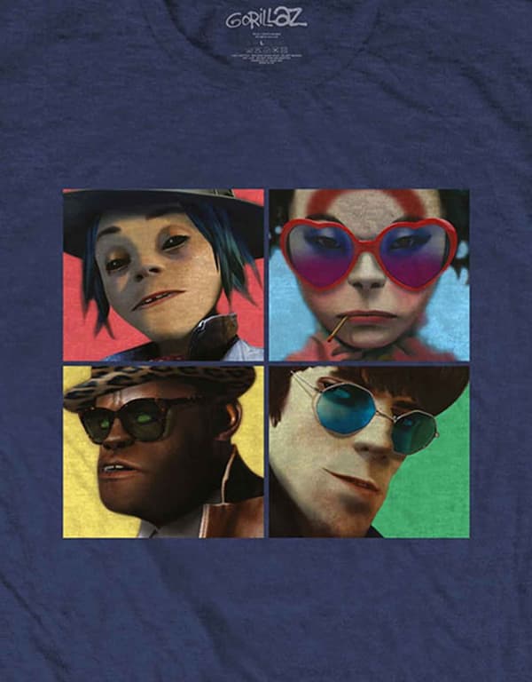 Gorillaz T Shirt Humanz Band Logo Official Mens Navy Blue