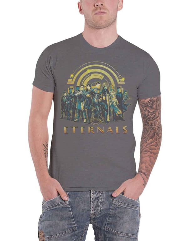 Marvel Comics T Shirt Eternals Heroes Official Mens Charcoal Grey