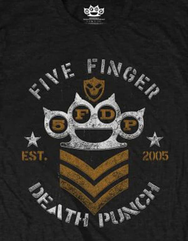 Five Finger Death Punch T Shirt Chevron Band Logo Official Mens Black