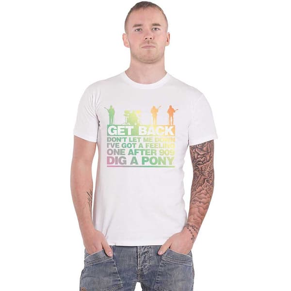 The Beatles T Shirt Let it Be Get Back Gradient Official White