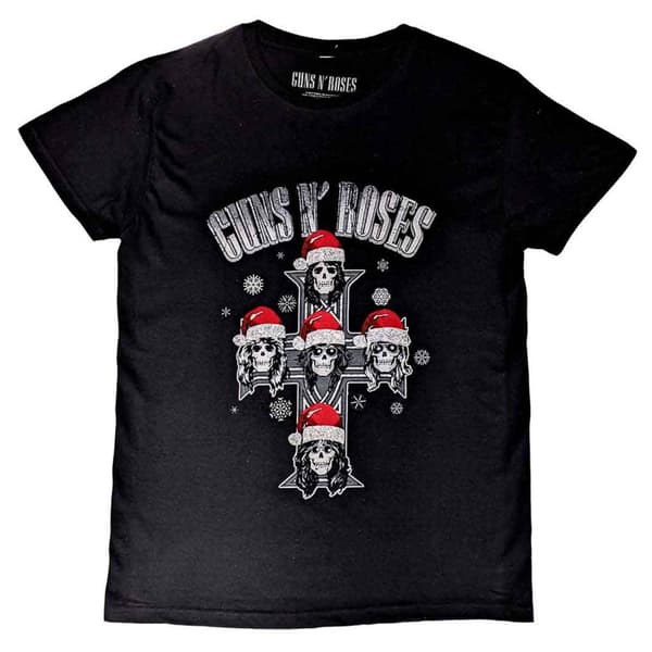 Guns N' Roses T Shirt Appetite for Christmas Band Logo Official Mens Black Black M
