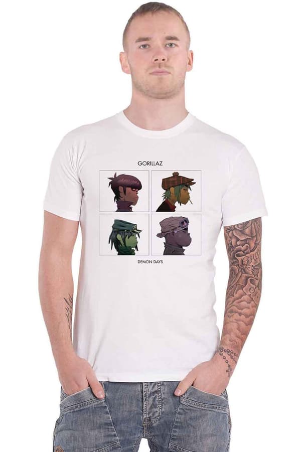 Gorillaz T Shirt Demon Days Band Logo Official Mens White White XL