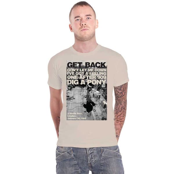 The Beatles T Shirt Let it Be Rooftop Shot Official Natural