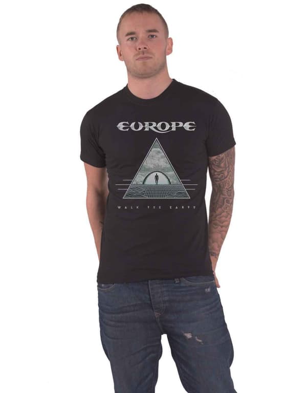 Europe T Shirt Walk The Earth Band Logo Official Mens Black